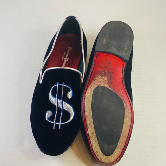 NAVY BLUE VELVET MENS LOAFER W/MONEY SIGN SIZE 10 main image 9